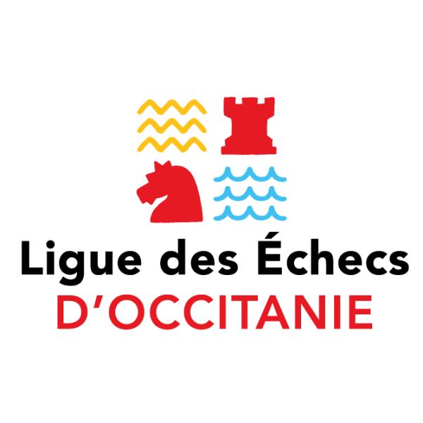 Logo on white background : 4 squares : Yellow Mountains on top left, Red Tower on top right, Blue sea at bottom right and Red Knight at bottom left