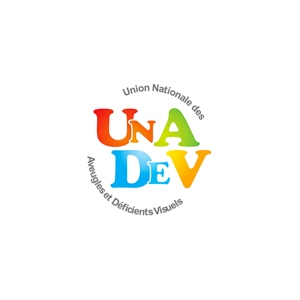 UNADEV Logo (On a white background : "UNADEV" in black with letters 'N' and 'E' in smaller size, and Big "90 years" above in magenta")